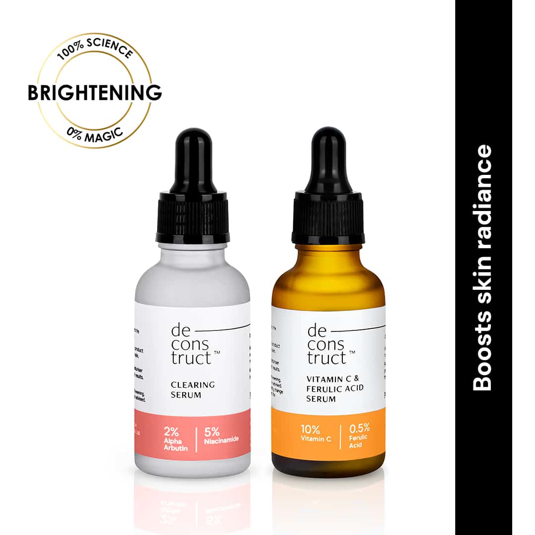 Skin Brightening Duo - Vitamin C &amp; Ferulic Acid Serum + Clearing Serum - thedeconstruct