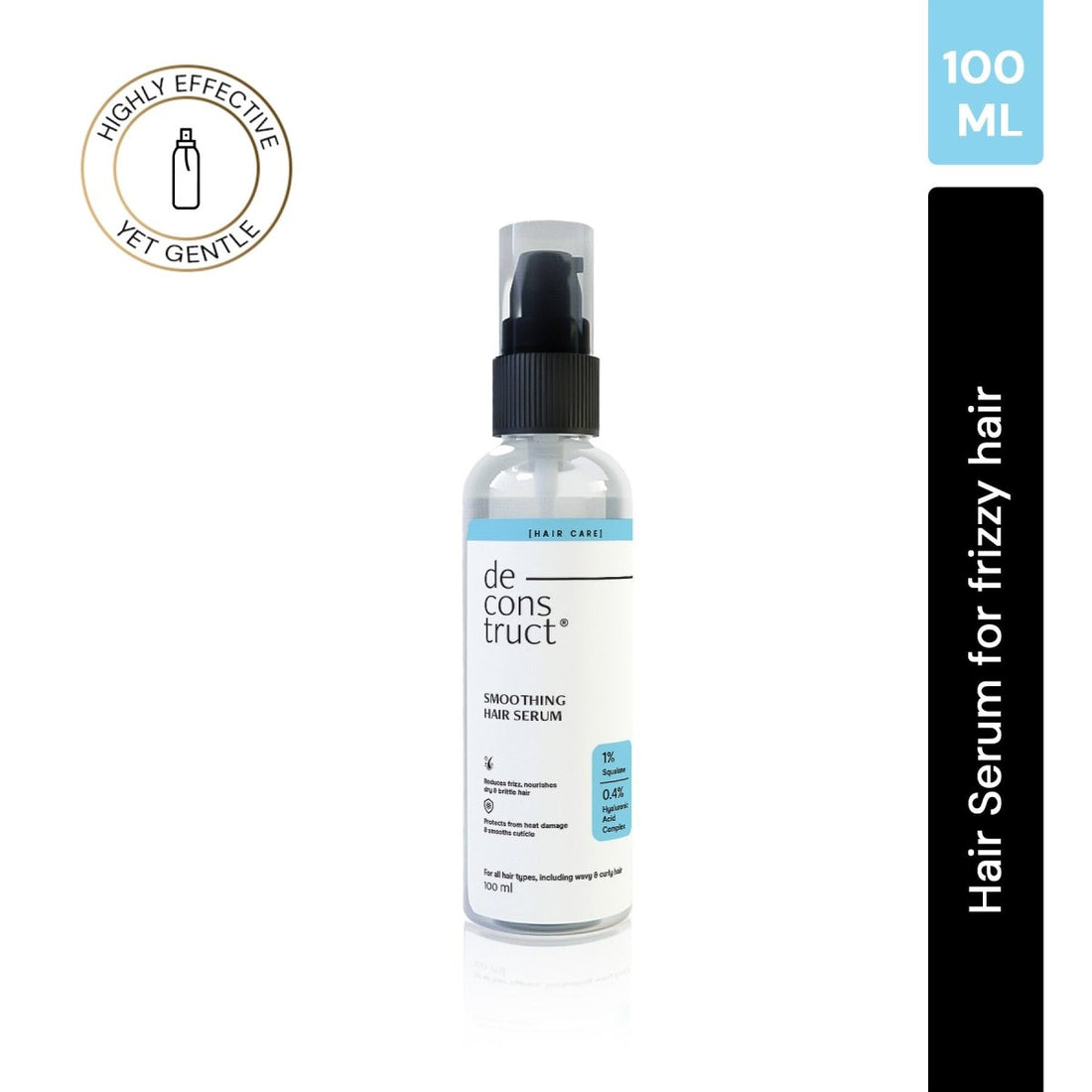 Smoothing Hair Serum - 1 % Squalane + 0.4 % Hyaluronic Acid Complex | Hair serum for Frizzy Hair - thedeconstruct