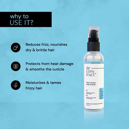 Smoothing Hair Serum - 1 % Squalane + 0.4 % Hyaluronic Acid Complex | Hair serum for Frizzy Hair - thedeconstruct
