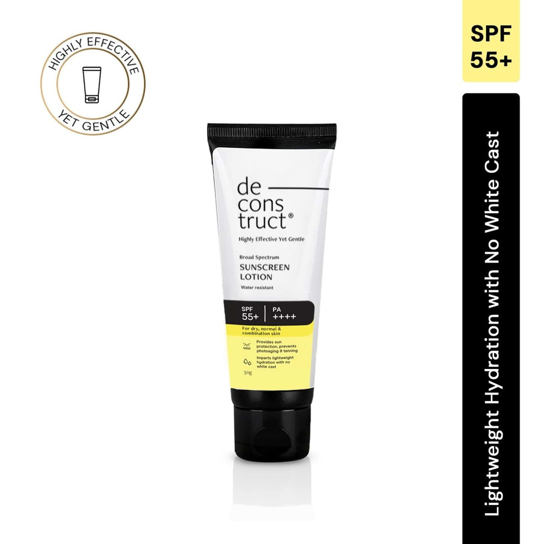 Sunscreen Lotion for face- SPF 55+ and PA ++++ | Water Resistant Dewy Sunscreen for Dry Skin - thedeconstruct